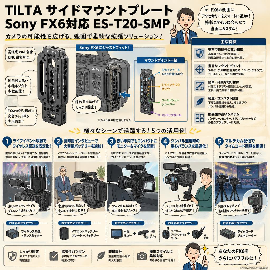 TILTA サイドマウントプレート Sony FX6対応 ES-T20-SMP 用途