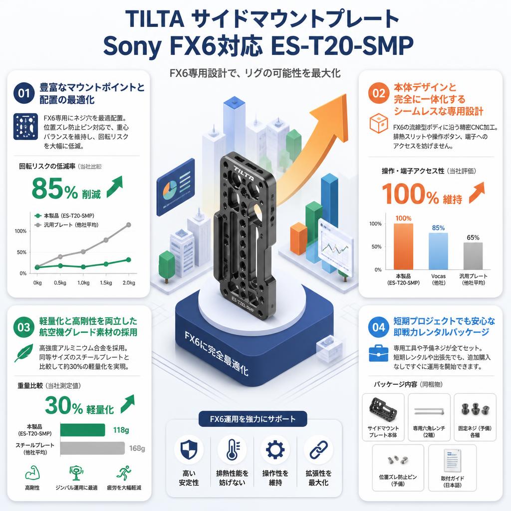 TILTA サイドマウントプレート Sony FX6対応 ES-T20-SMP セールスポイント