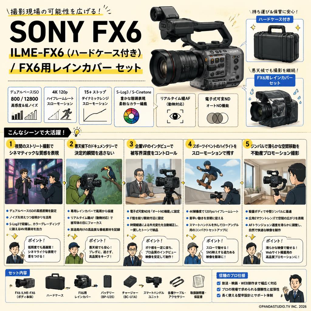 SONY FX6  ILME-FX6(ハードケース付き) / FX6用レインカバー セット 用途