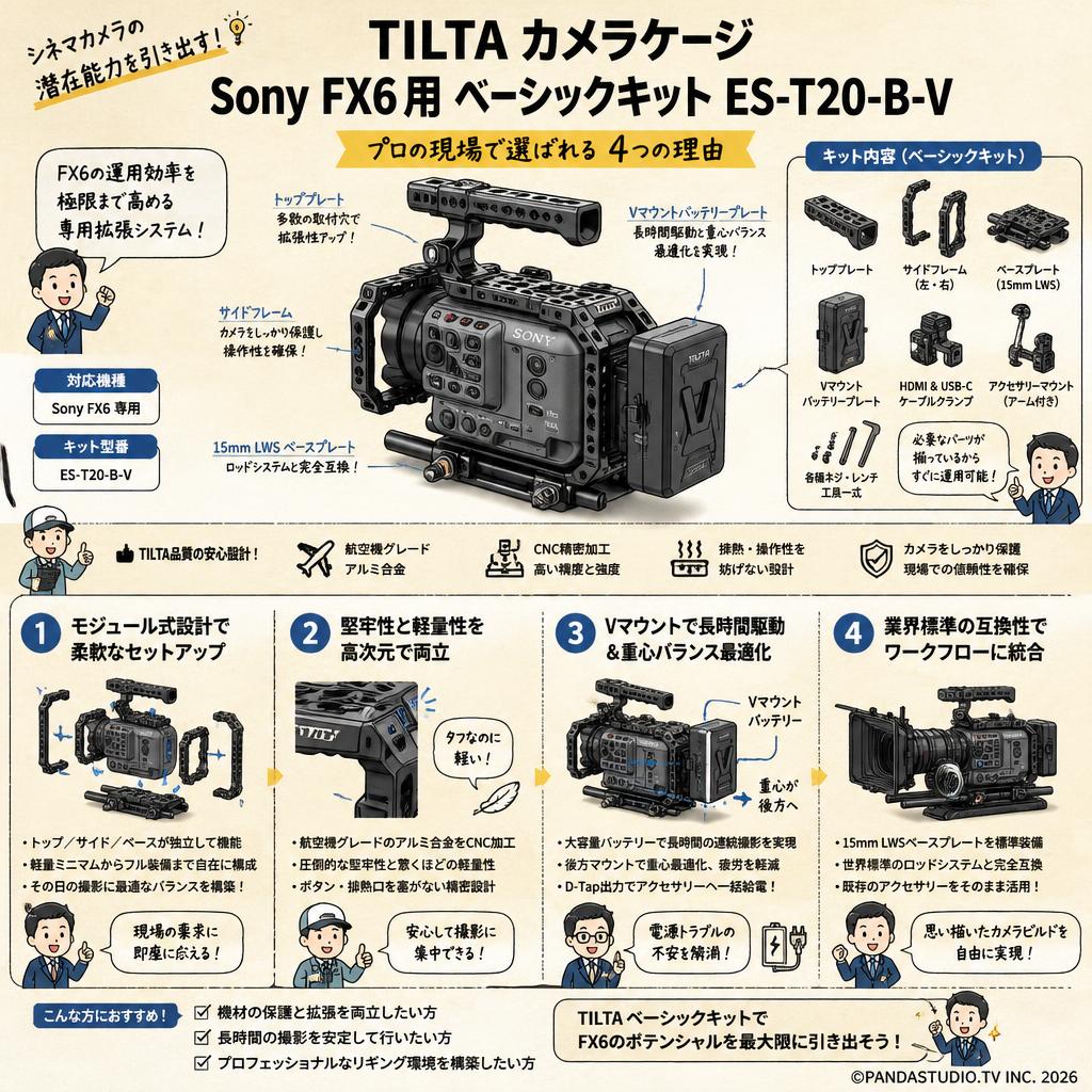 TILTA カメラケージ Sony FX6用 ベーシックキット ES-T20-B-V 概要