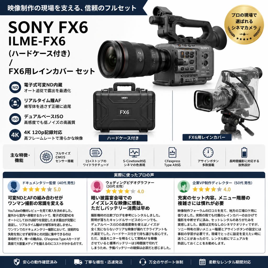 SONY FX6  ILME-FX6(ハードケース付き) / FX6用レインカバー セット インターネット上のお客様の声（評判）