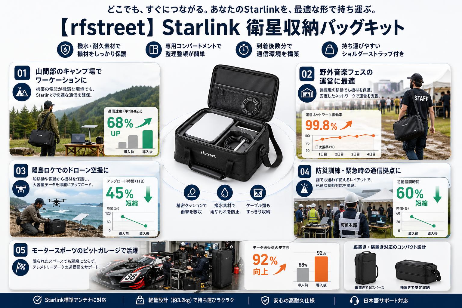 【rfstreet】Starlink 衛星収納バッグキット 用途