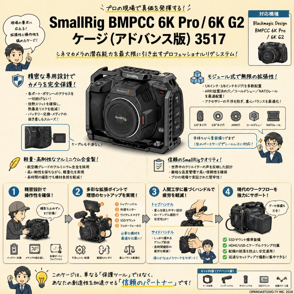 SmallRig BMPCC 6K Pro / 6K G2 ケージ（アドバンス版）3517 概要