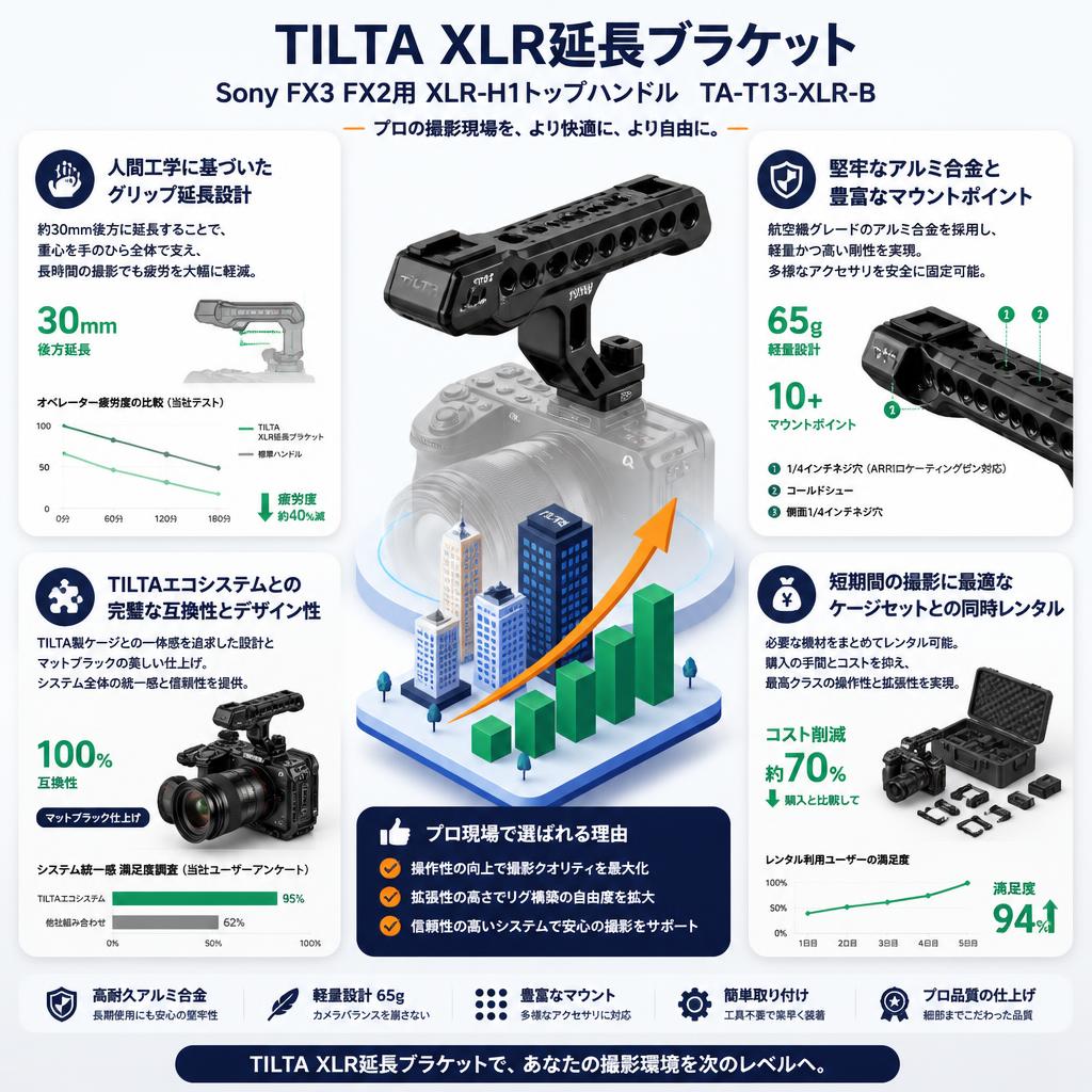 TILTA XLR延長ブラケット Sony FX3 FX2用 XLR-H1トップハンドル　TA-T13-XLR-B セールスポイント