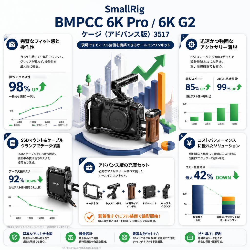 SmallRig BMPCC 6K Pro / 6K G2 ケージ（アドバンス版）3517 セールスポイント