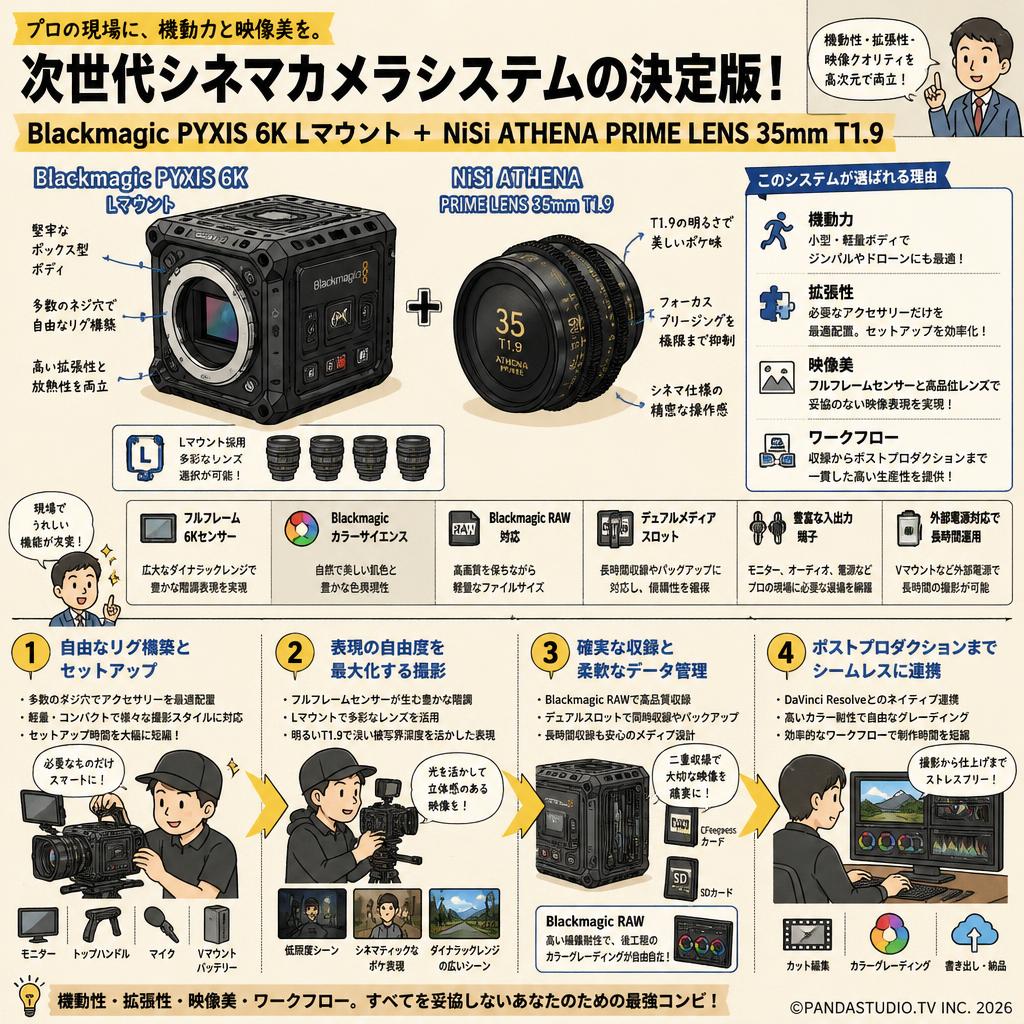 Blackmagic PYXIS 6K Lマウント ＋ NiSi ATHENA PRIME LENS 35mm T1.9 概要