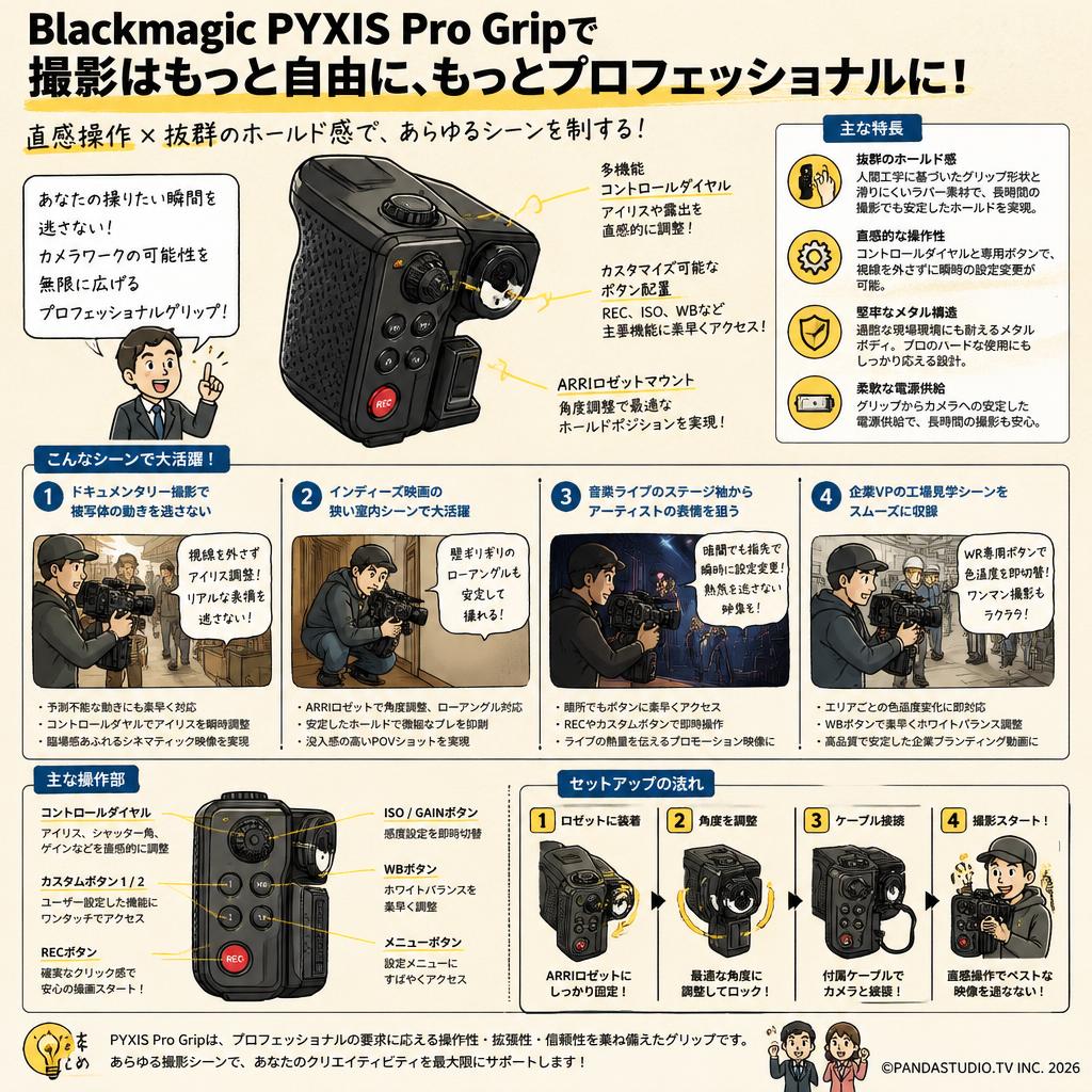 Blackmagic PYXIS Pro Grip 用途
