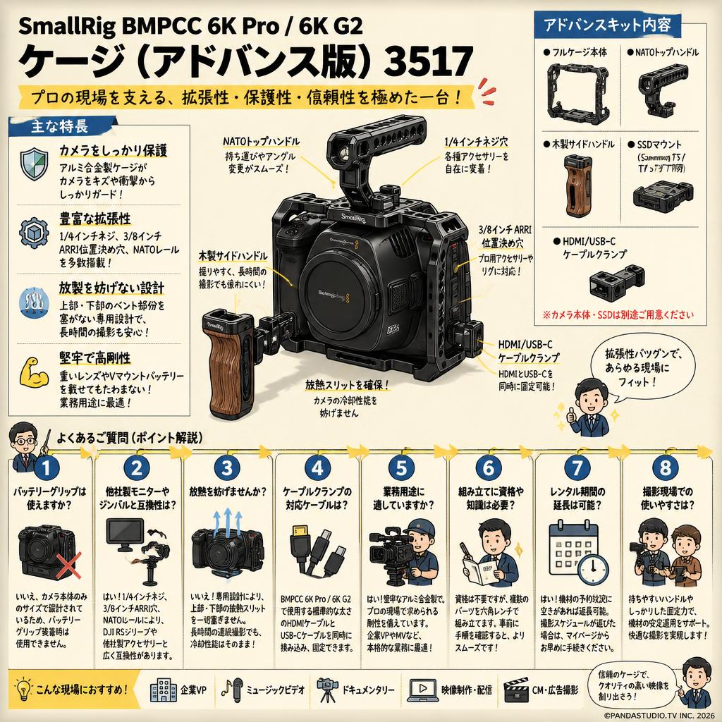 SmallRig BMPCC 6K Pro / 6K G2 ケージ（アドバンス版）3517 FAQ（よくある質問と答え）