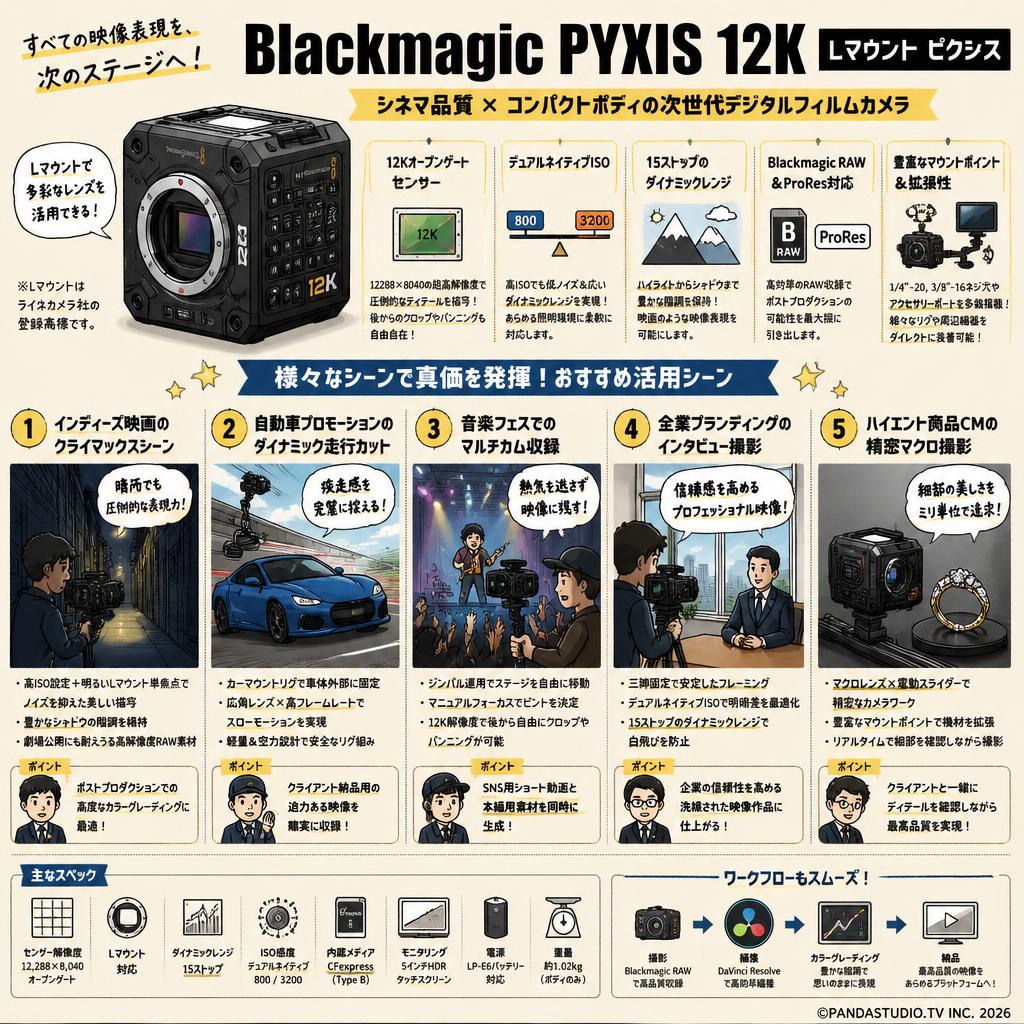 Blackmagic PYXIS 12K / Lマウント ピクシス 用途