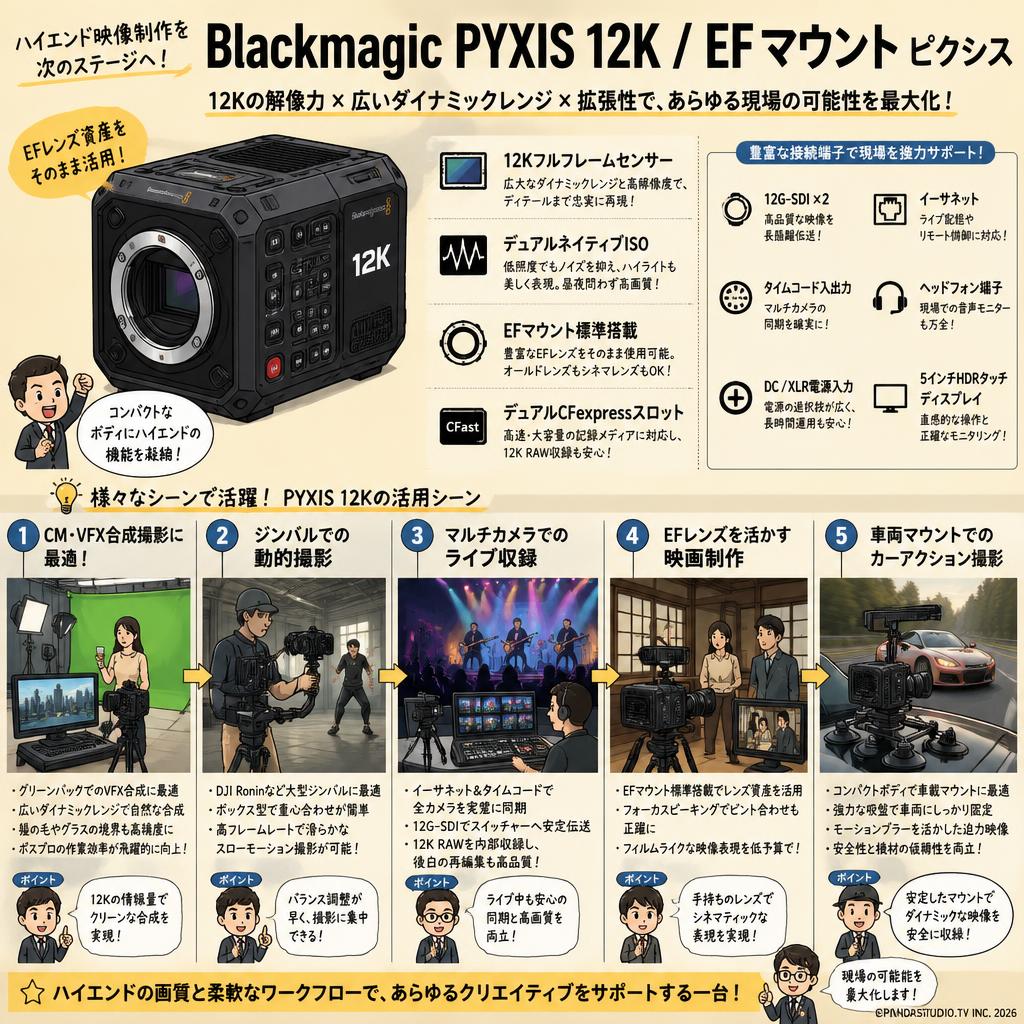 Blackmagic PYXIS 12K /EFマウント ピクシス 用途
