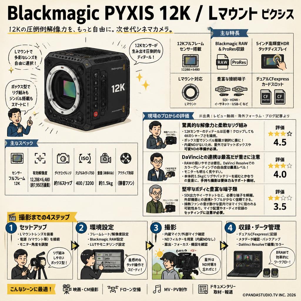 Blackmagic PYXIS 12K / Lマウント ピクシス インターネット上のお客様の声（評判）