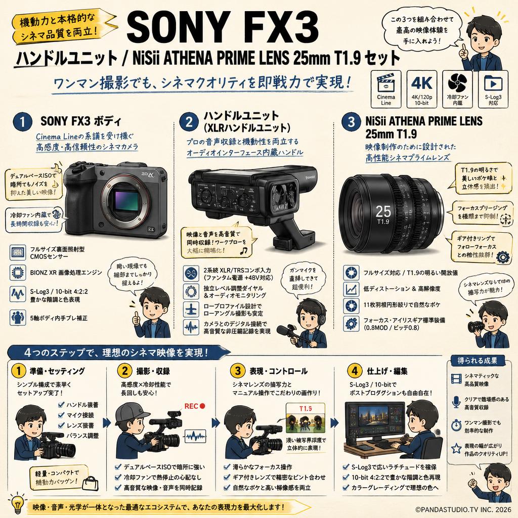 SONY FX3 / ハンドルユニット / NiSii ATHENA PRIME LENS  25mm T1.9 セット 概要