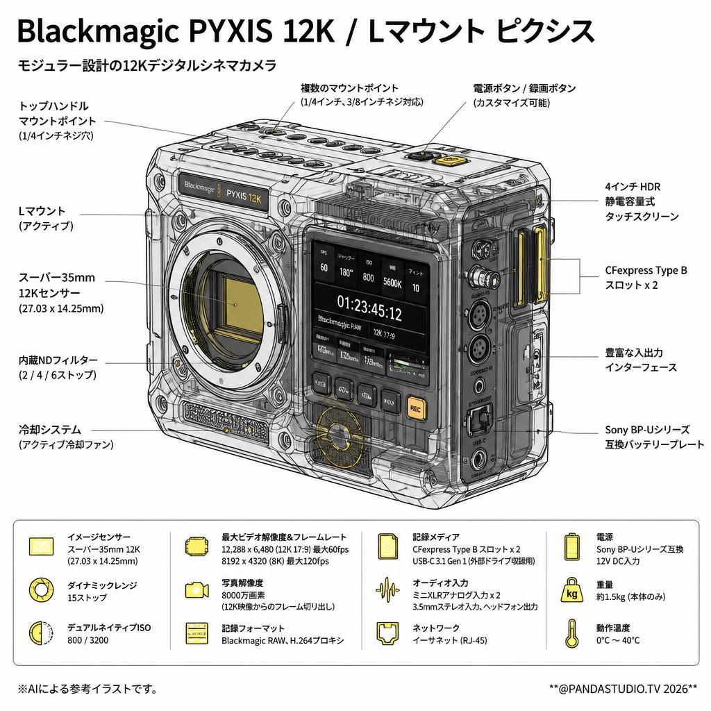 Blackmagic PYXIS 12K / Lマウント ピクシス スペック
