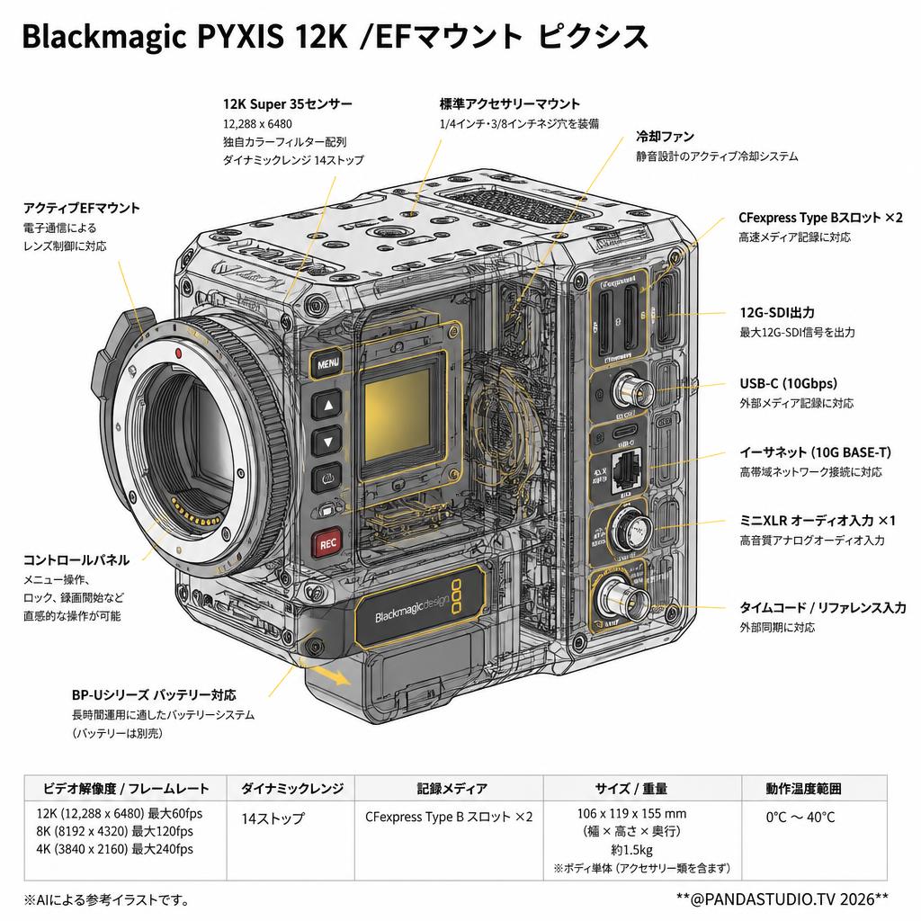 Blackmagic PYXIS 12K /EFマウント ピクシス スペック