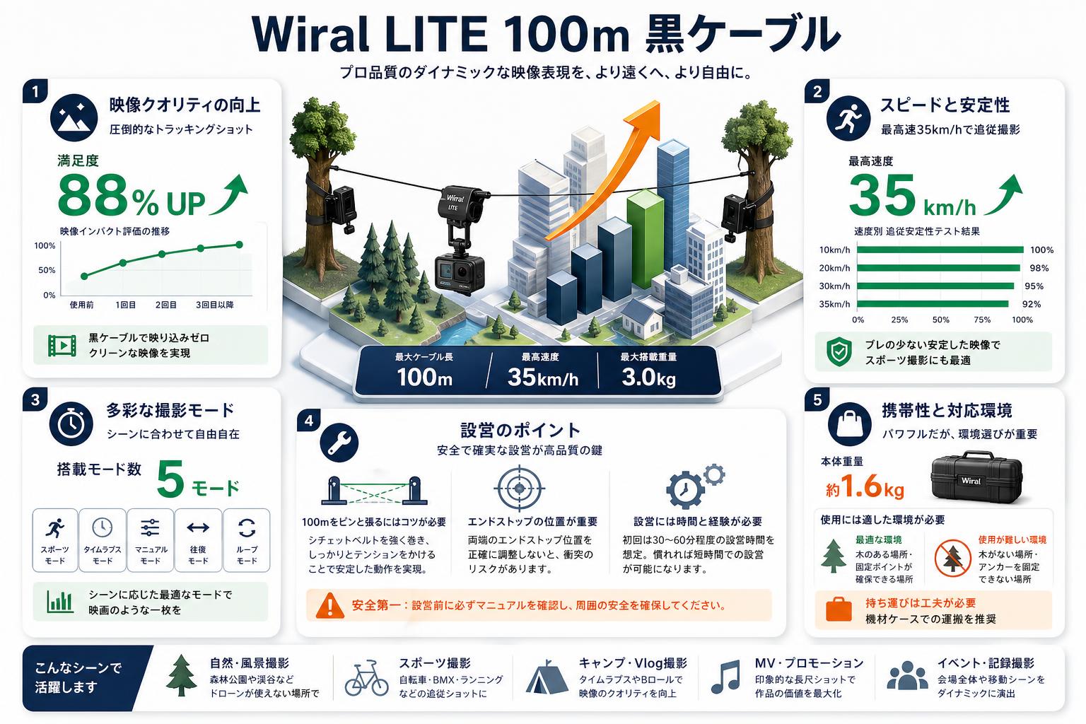 Wiral LITE 100m 黒ケーブル インターネット上のお客様の声（評判）