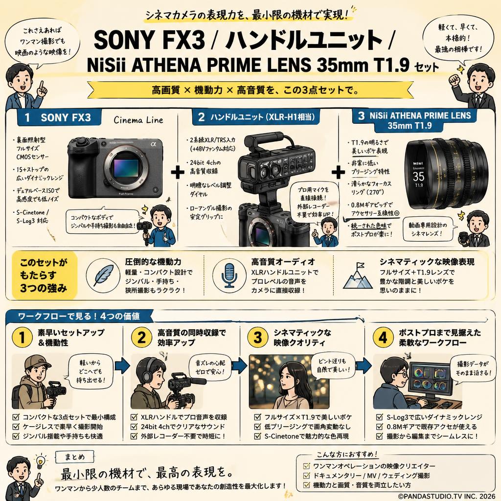 SONY FX3 / ハンドルユニット / NiSii ATHENA PRIME LENS  35mm T1.9 セット 概要