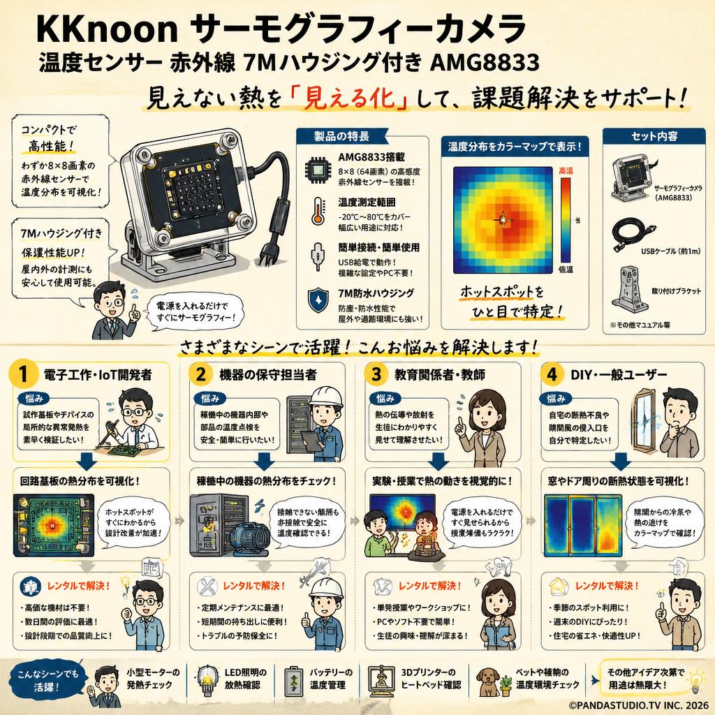 KKnoon サーモグラフィーカメラ 温度センサー 赤外線 7Mハウジング付き AMG8833 おもな対象のお客様