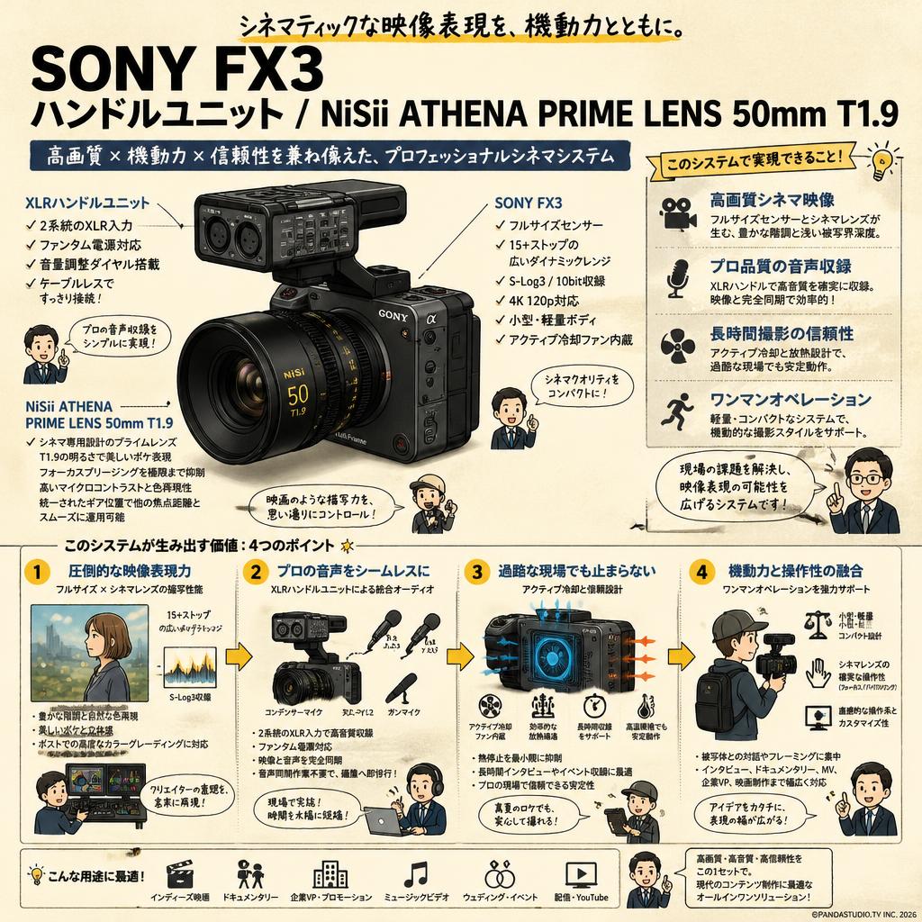 SONY FX3 / ハンドルユニット / NiSii ATHENA PRIME LENS 50mm T1.9 概要