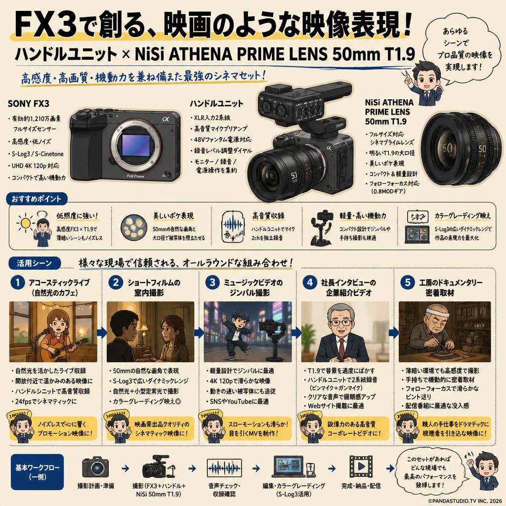 SONY FX3 / ハンドルユニット / NiSii ATHENA PRIME LENS 50mm T1.9 用途