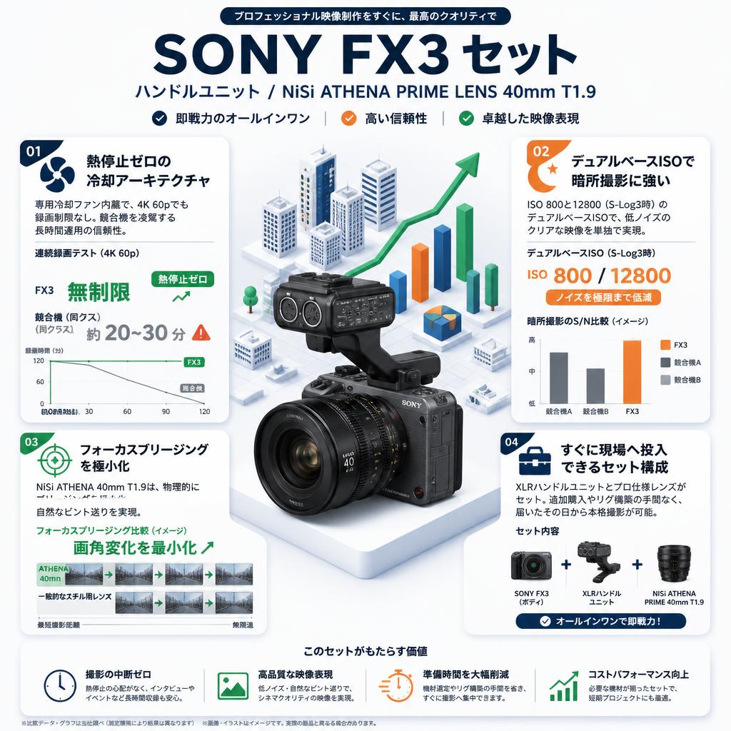 SONY FX3 /ハンドルユニット/ NiSii ATHENA PRIME LENS  40mm T1.9 セット セールスポイント