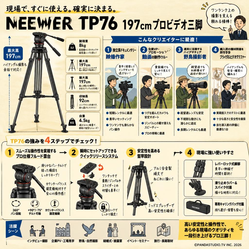 NEEWER TP76 197cmプロビデオ三脚 おもな対象のお客様