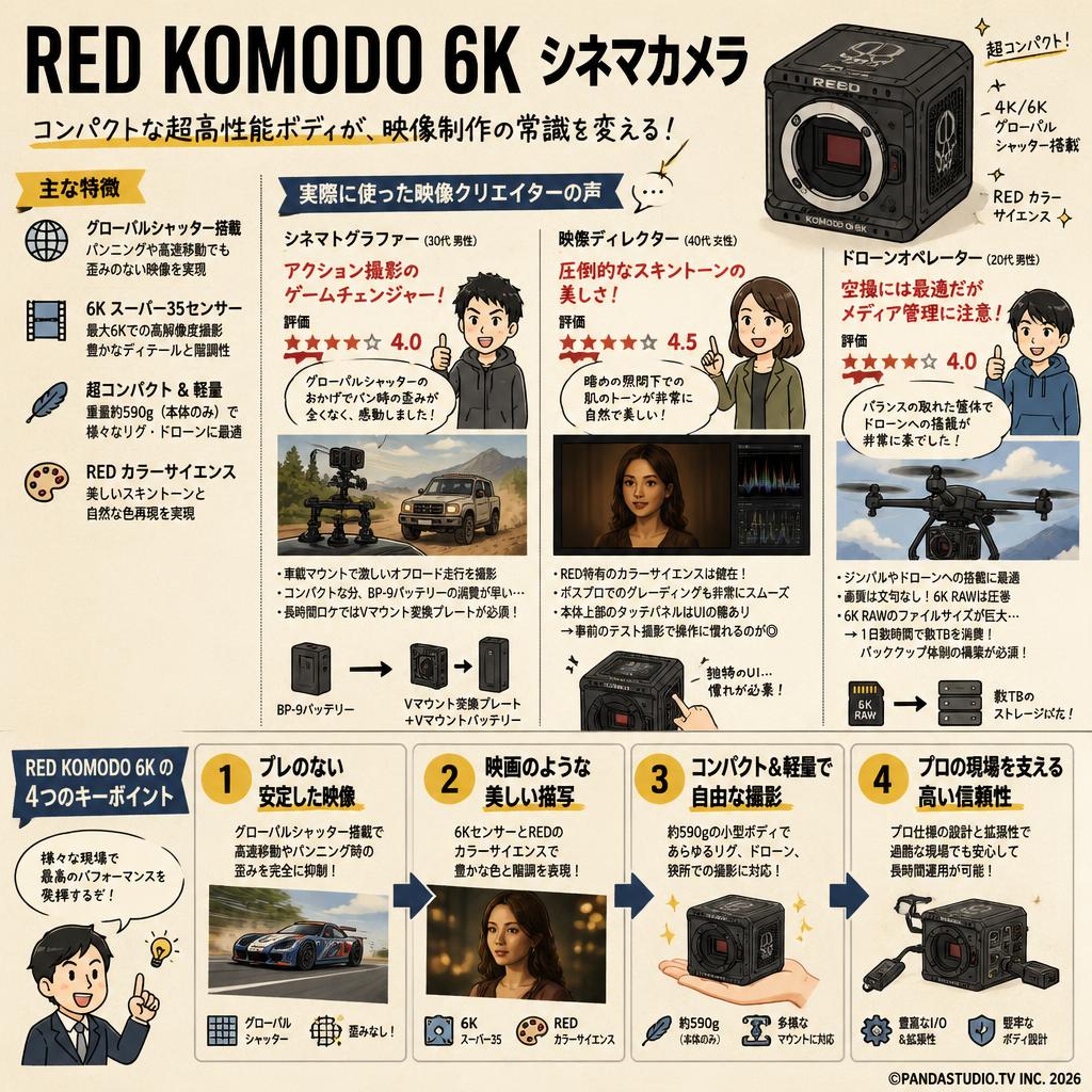 RED KOMODO 6K シネマカメラ インターネット上のお客様の声（評判）