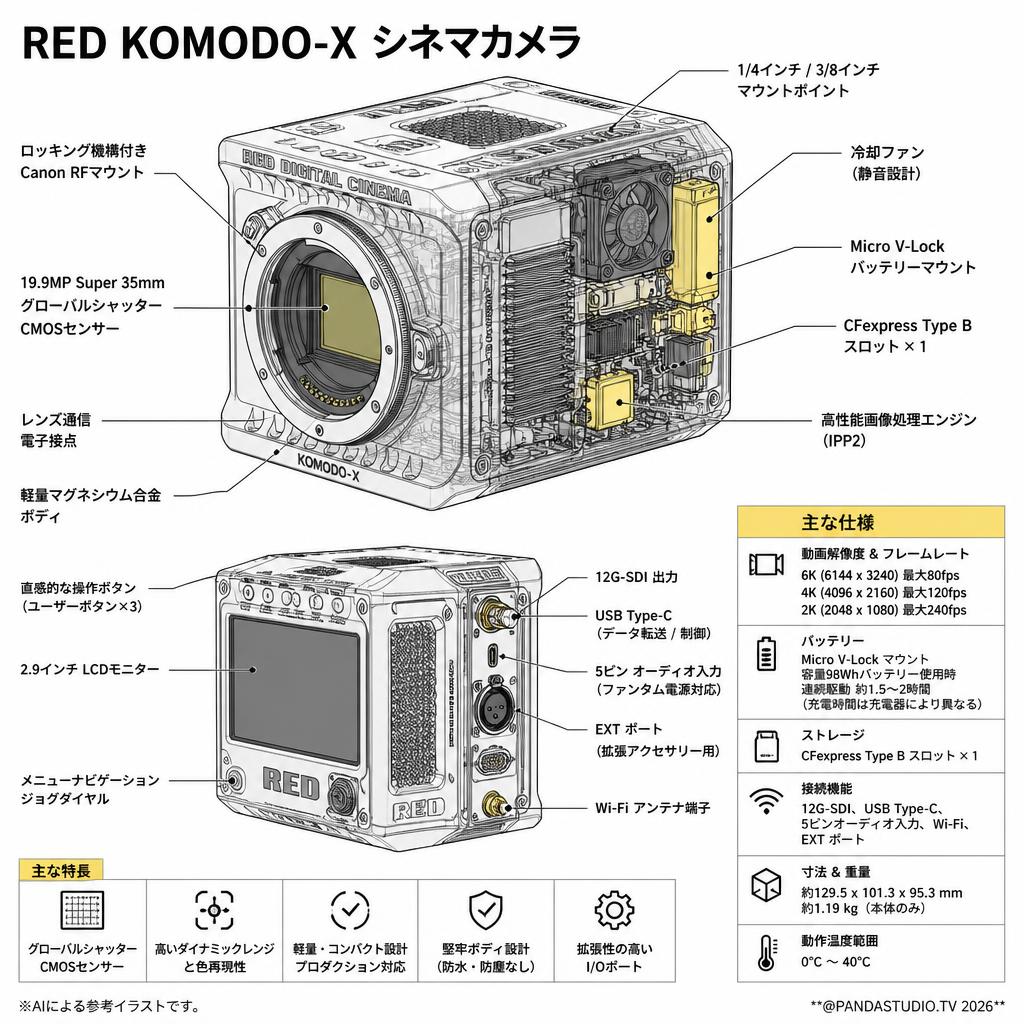 RED KOMODO-X シネマカメラ スペック