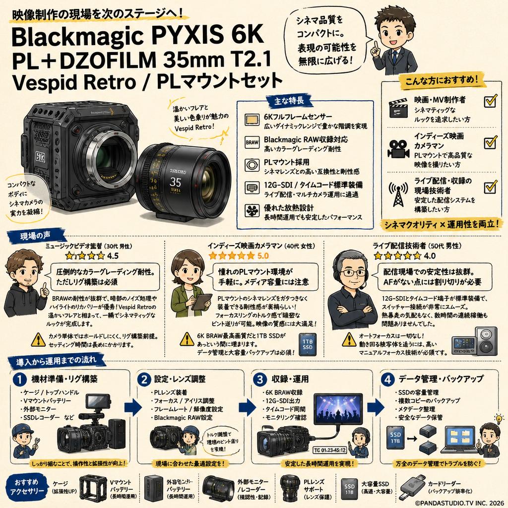 Blackmagic PYXIS 6K PL+DZOFILM 35mm T2.1 Vespid Retro / PLマウントセット