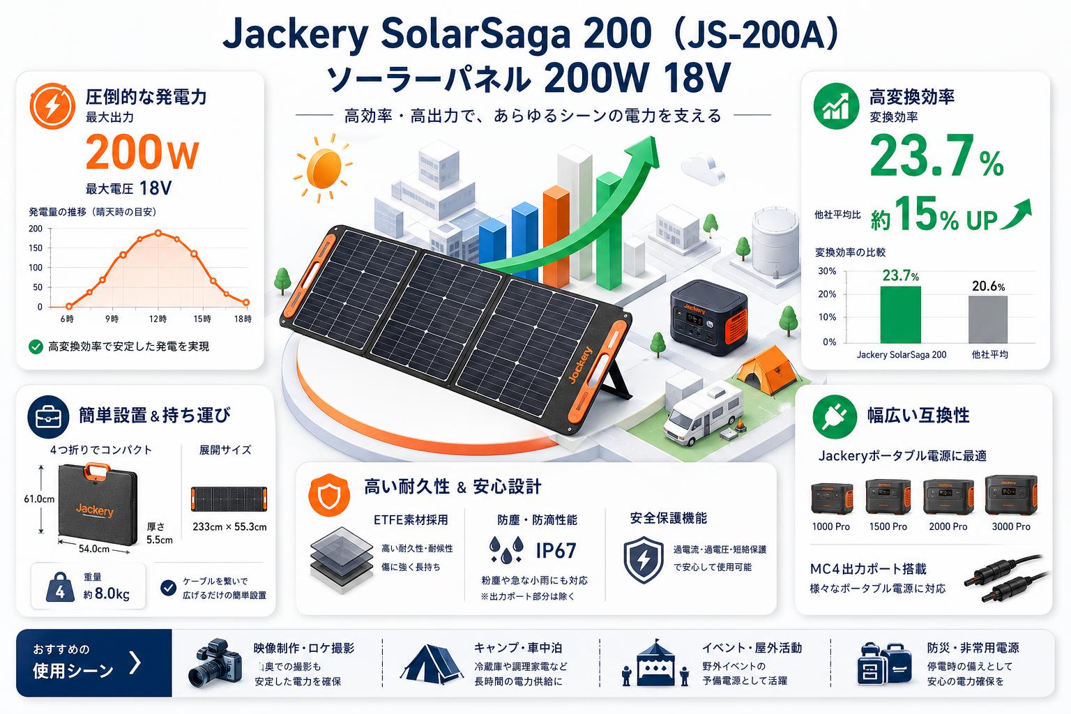 Jackery SolarSaga 200 （JS-200A） ソーラーパネル 200W  18V インターネット上のお客様の声（評判）