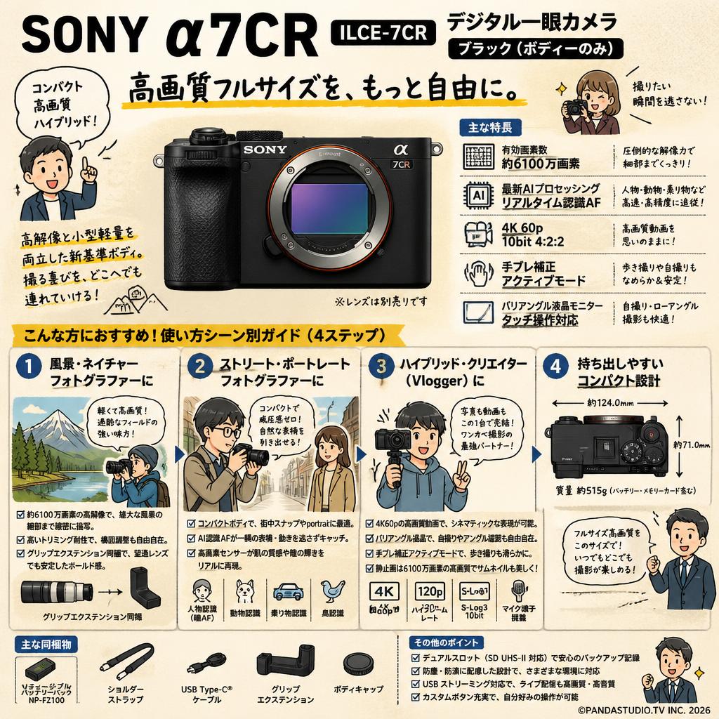 SONY α7CR ILCE-7CR デジタル一眼カメラ ブラック（ボディーのみ） おもな対象のお客様