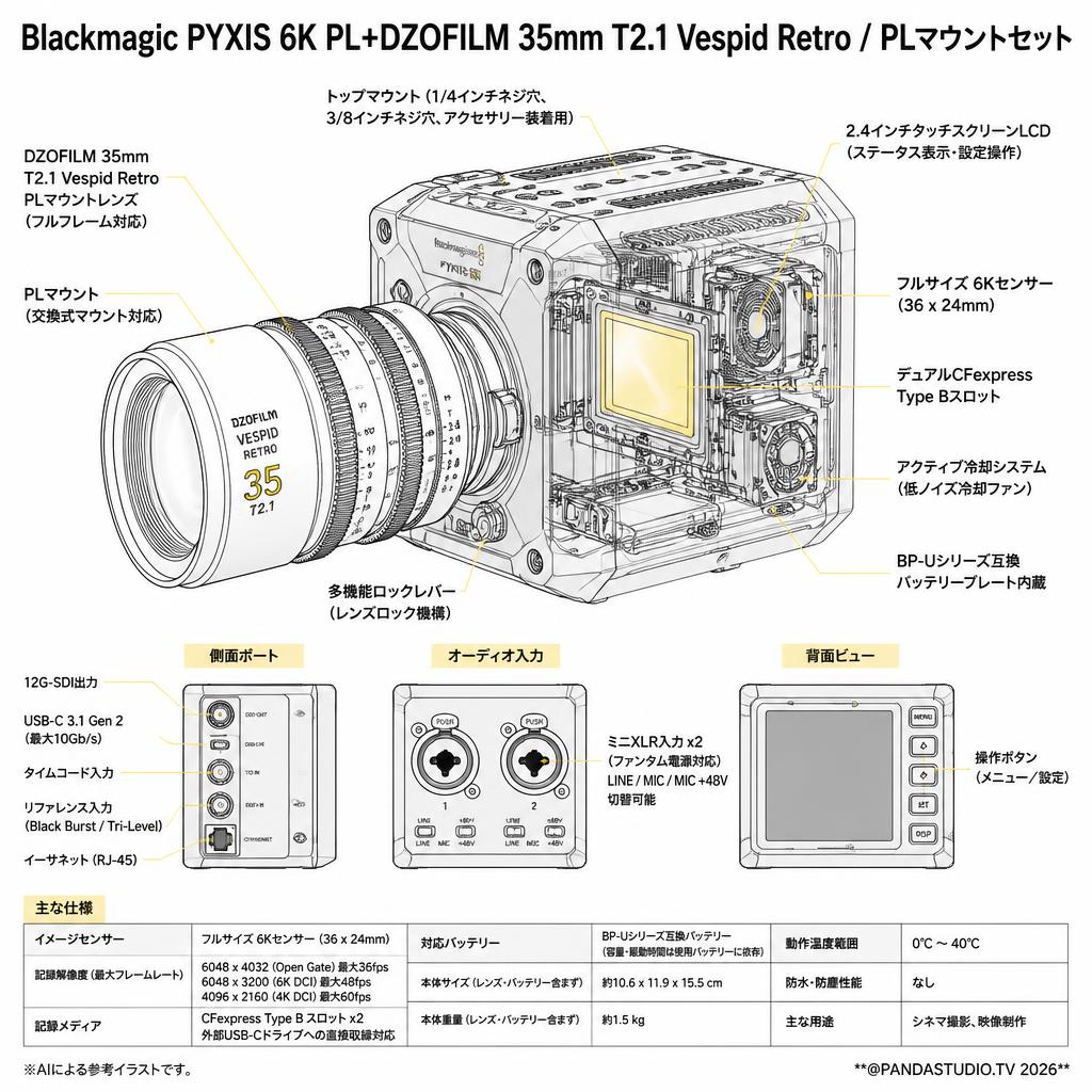 Blackmagic PYXIS 6K PL+DZOFILM 35mm T2.1 Vespid Retro / PLマウントセット
