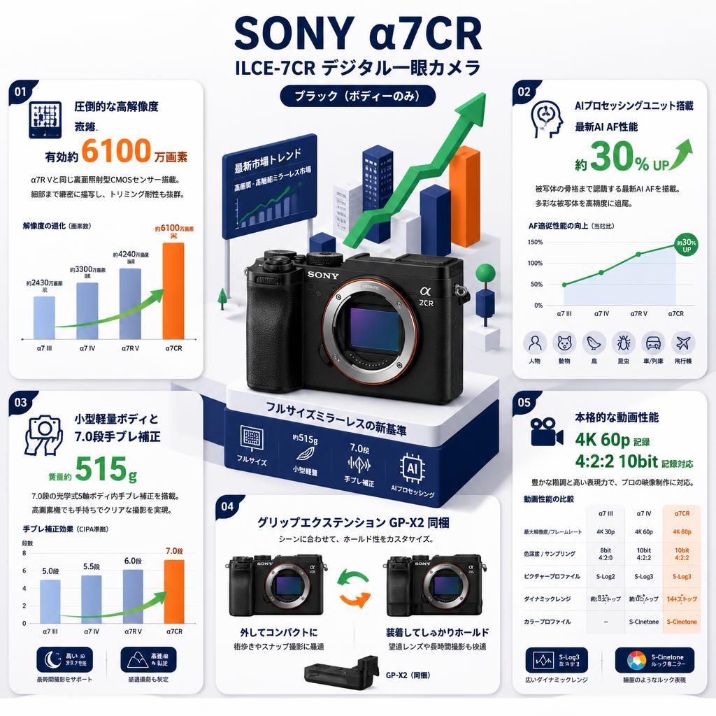 SONY α7CR ILCE-7CR デジタル一眼カメラ ブラック（ボディーのみ） セールスポイント