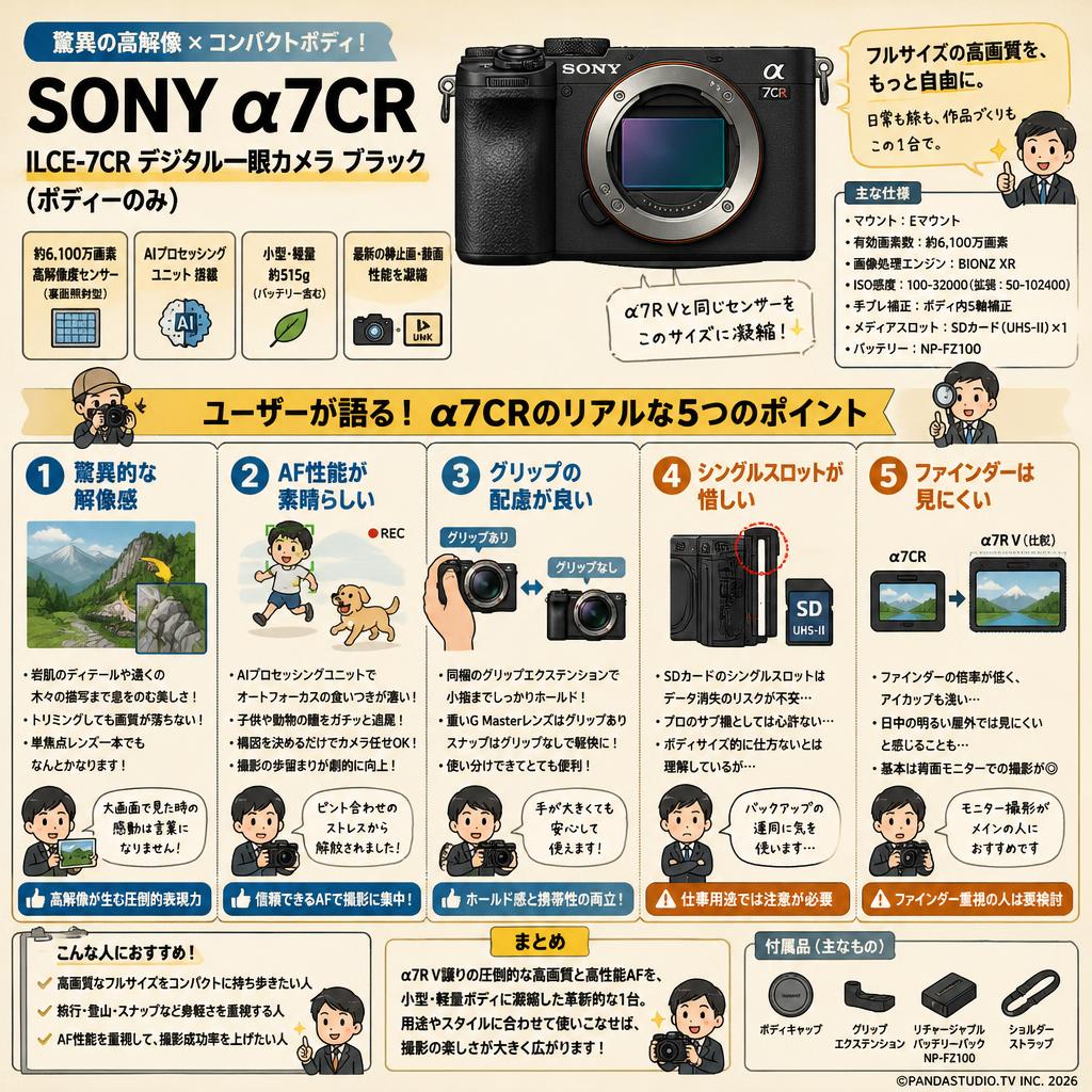 SONY α7CR ILCE-7CR デジタル一眼カメラ ブラック（ボディーのみ） インターネット上のお客様の声（評判）
