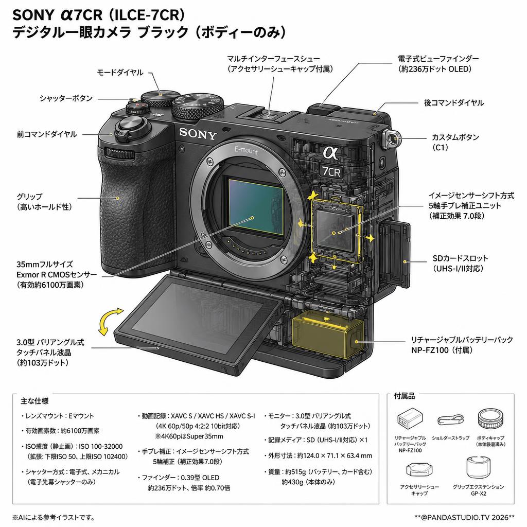 SONY α7CR ILCE-7CR デジタル一眼カメラ ブラック（ボディーのみ） スペック