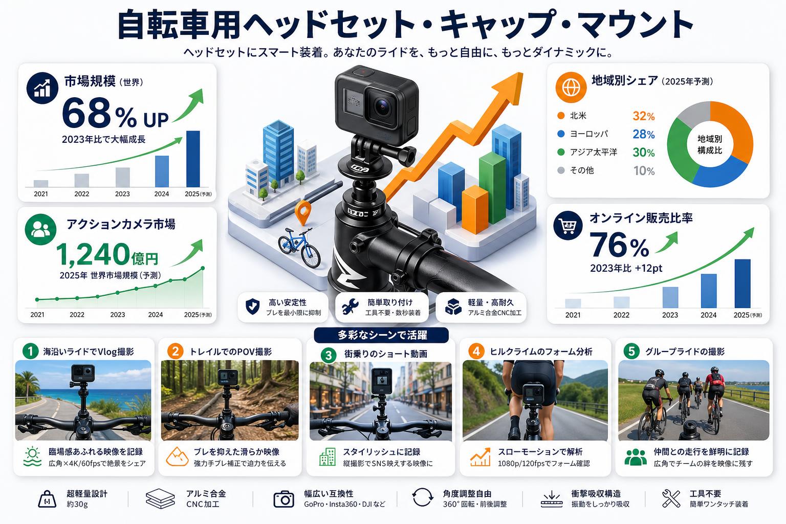 自転車用ヘッドセット・キャップ・マウント 用途
