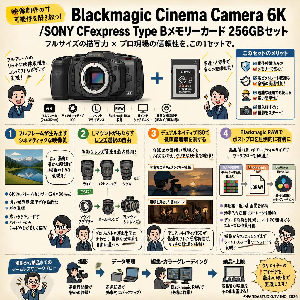 Blackmagic  Cinema Camera 6K /SONY CFexpress Type Bメモリーカード 256GBセット 概要