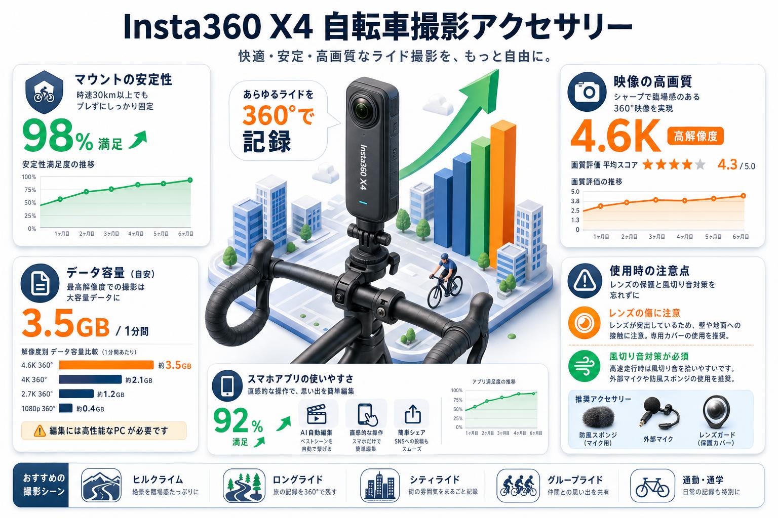 Insta360 X4 自転車撮影アクセサリー インターネット上のお客様の声（評判）