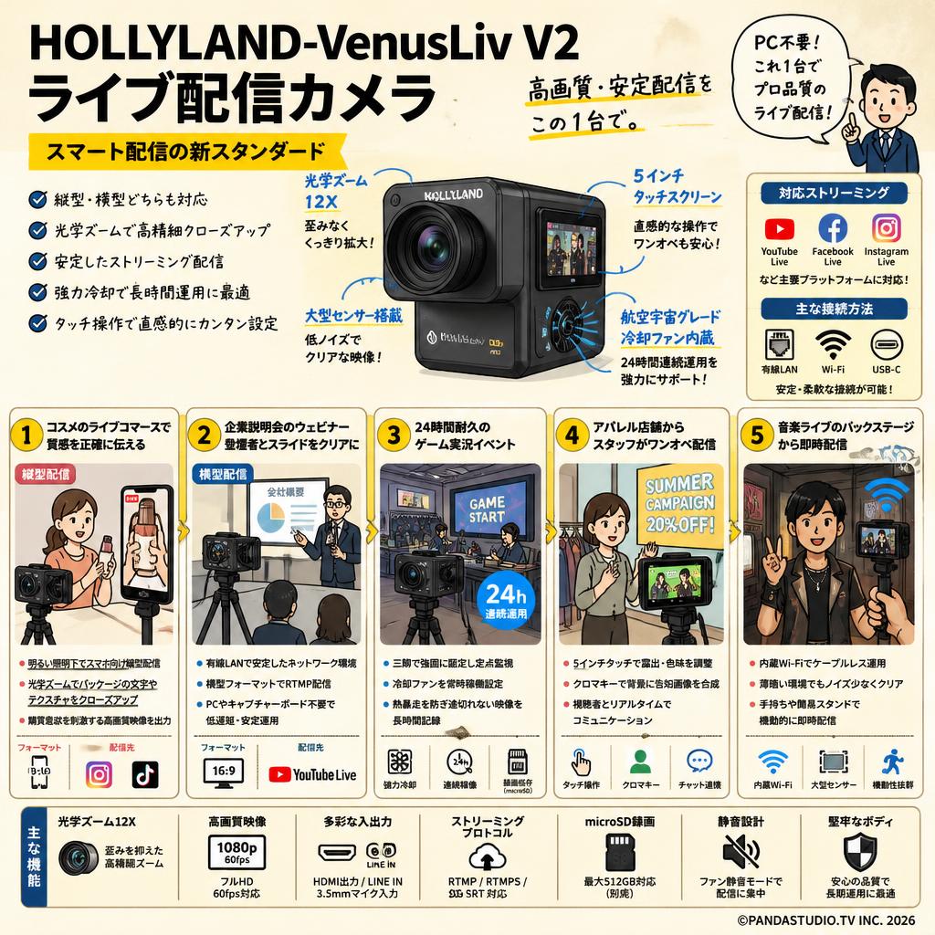 HOLLYLAND-VenusLiv V2 ライブ配信カメラ 用途