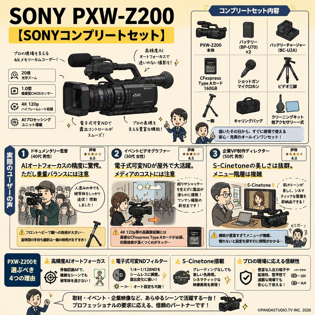 SONY PXW-Z200 【SONYコンプリートセット】 インターネット上のお客様の声（評判）