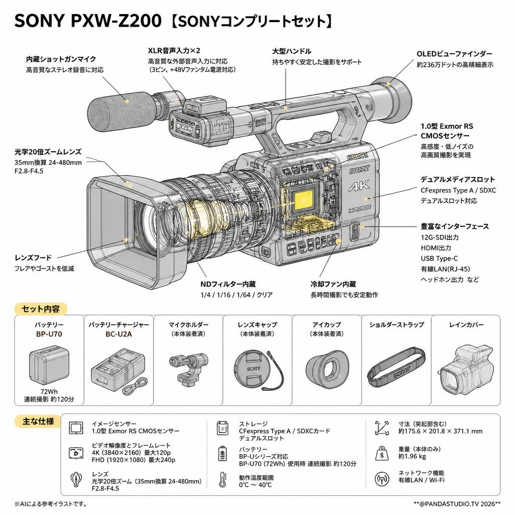 SONY PXW-Z200 【SONYコンプリートセット】 スペック
