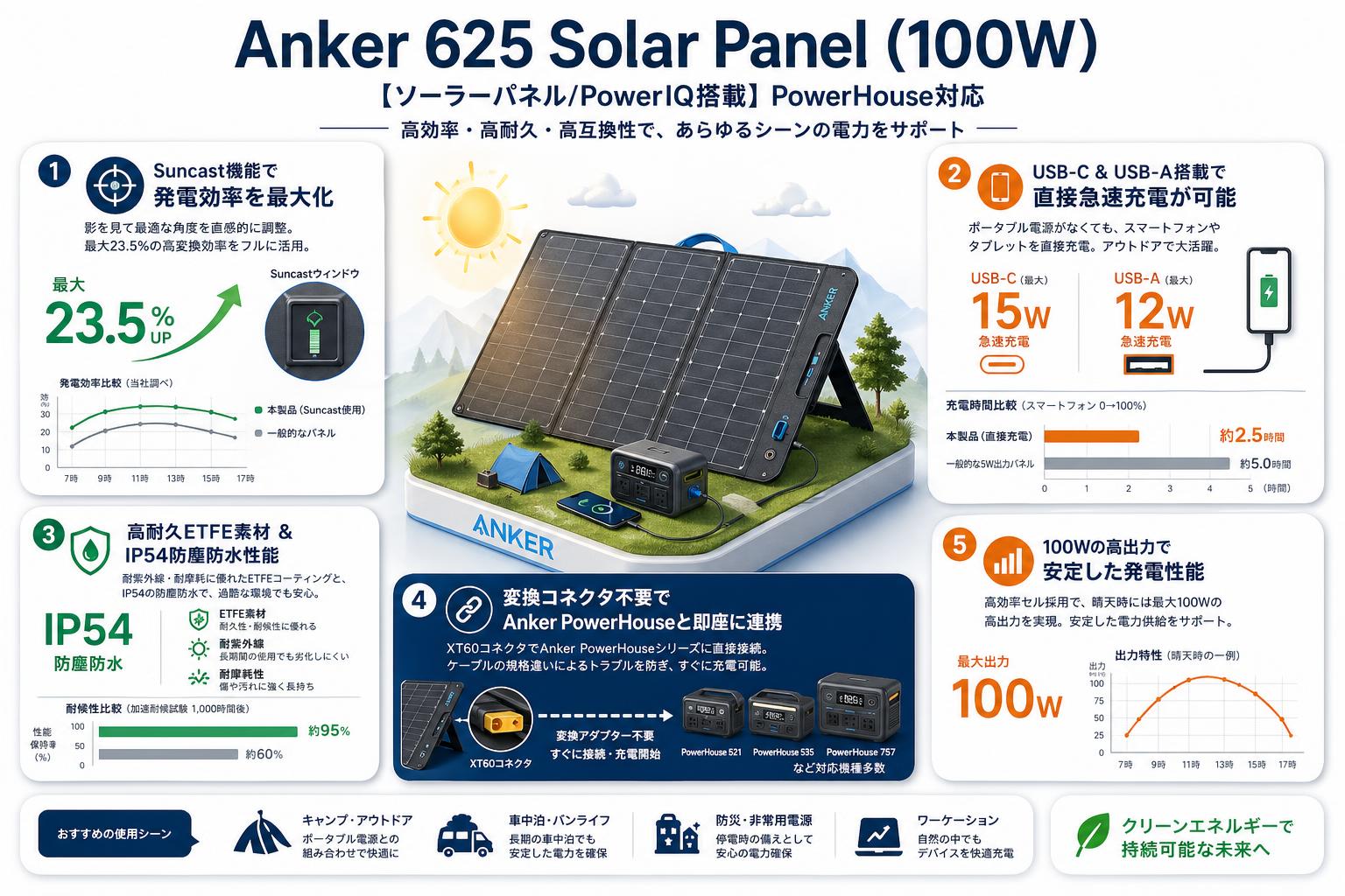 Anker 625 Solar Panel (100W)【ソーラーパネル/PowerIQ搭載