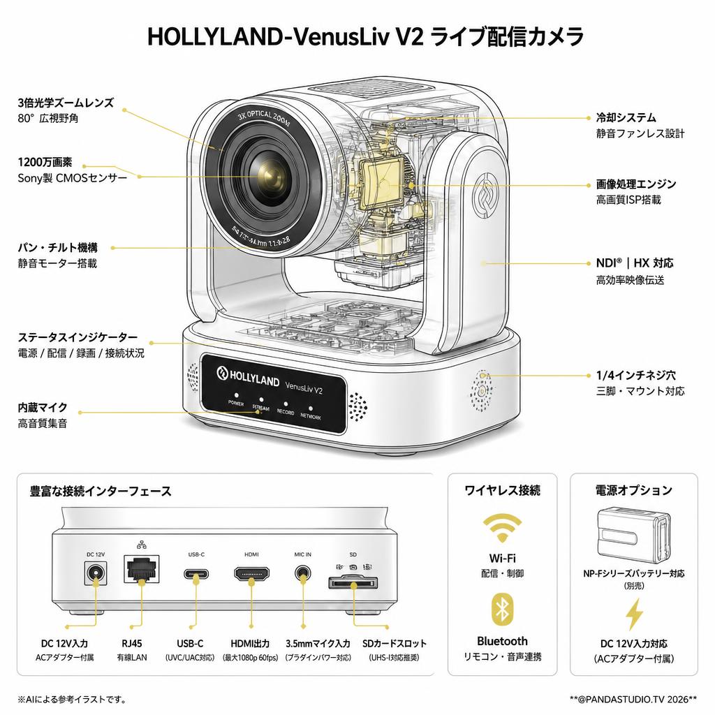HOLLYLAND-VenusLiv V2 ライブ配信カメラ スペック