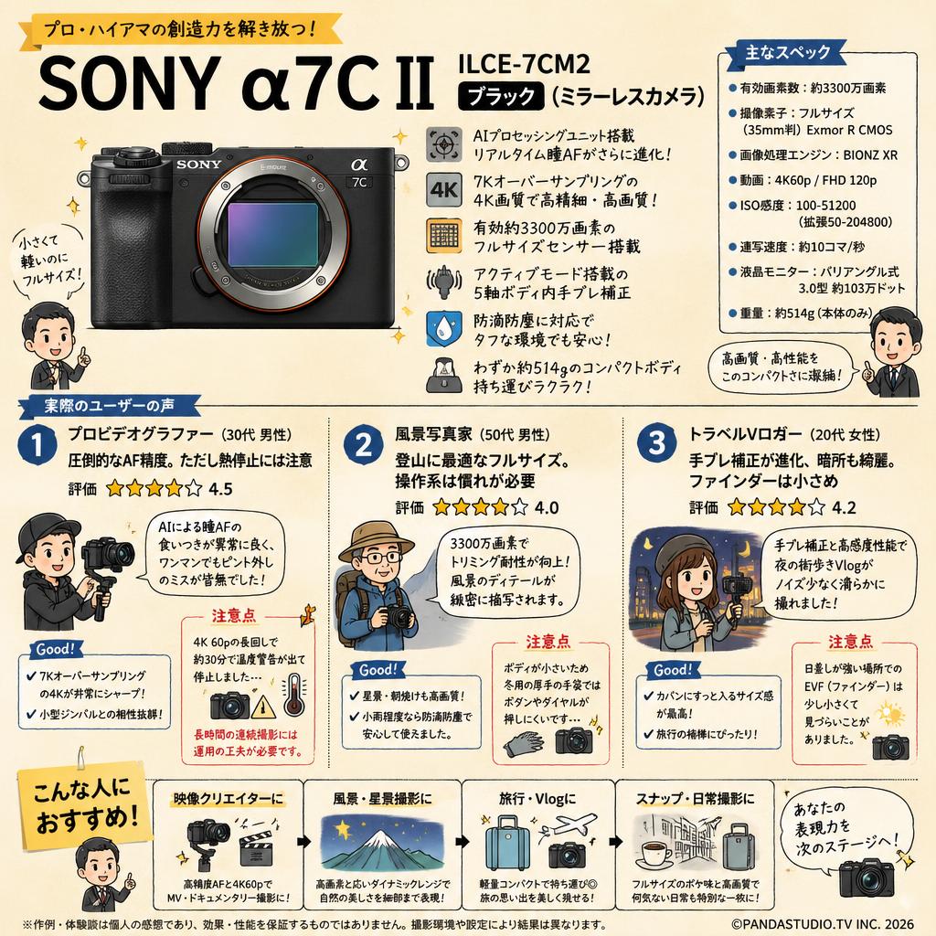 SONY α7C II ILCE-7CM2 ブラック(ミラーレスカメラ) インターネット上のお客様の声（評判）