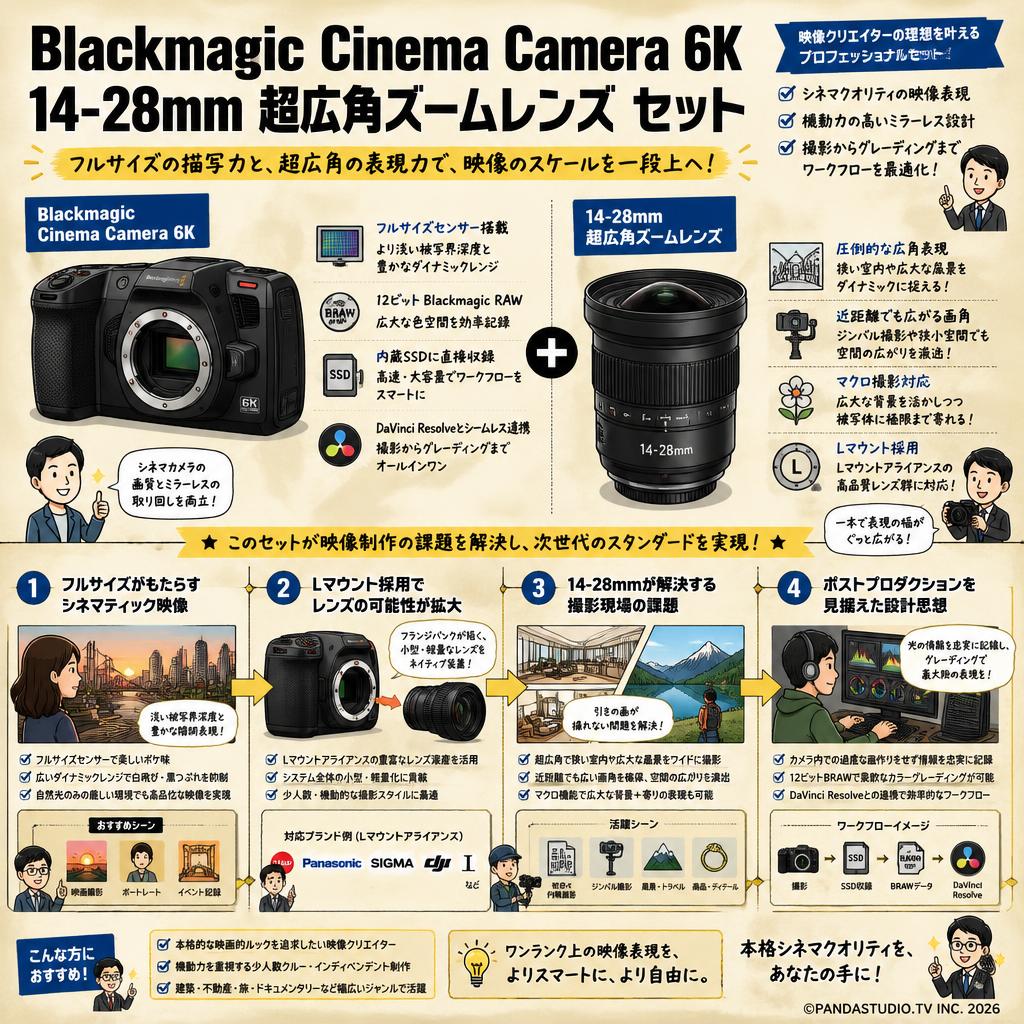 Blackmagic  Cinema Camera 6K・14-28mm 超広角ズームレンズ セット 概要