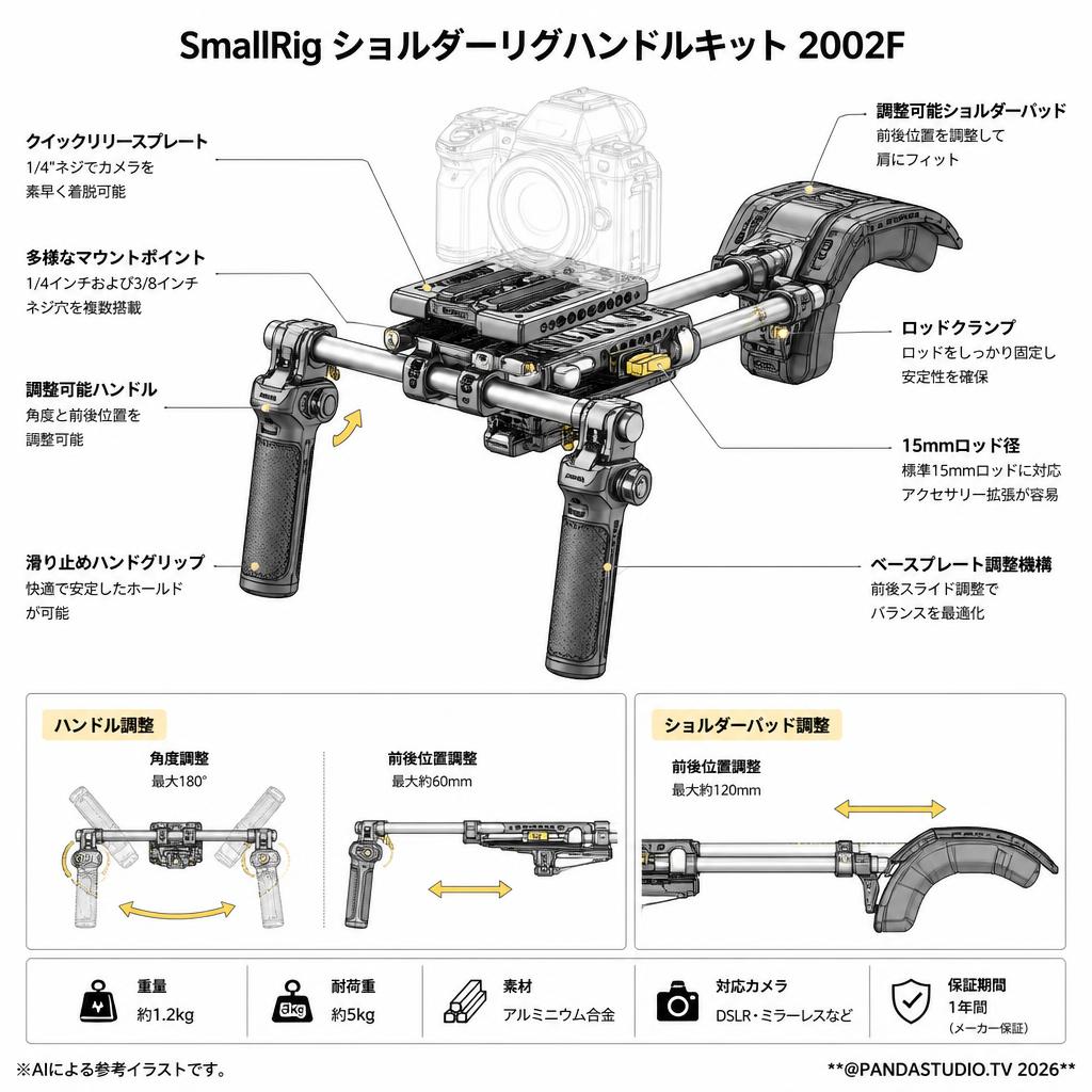 SmallRig ショルダーリグハンドルキット 2002F スペック