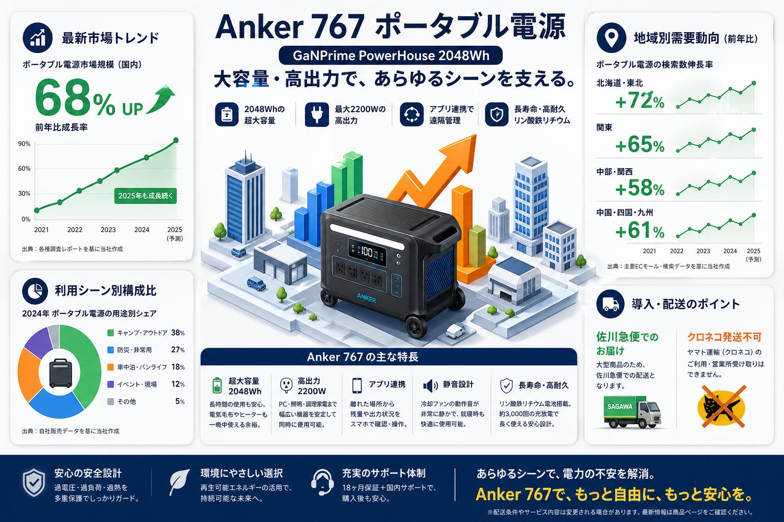 Anker 767 Portable Power Station 【GaNPrime PowerHouse 2048Wh】ポータブル電源 【クロネコ発送不可/佐川急便配送】 インターネット上のお客様の声（評判）
