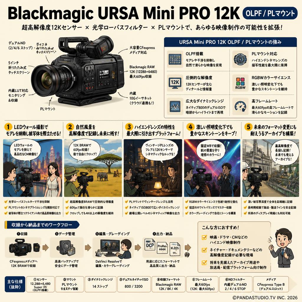 Blackmagic URSA Mini PRO 12K OLPF / PLマウント 用途