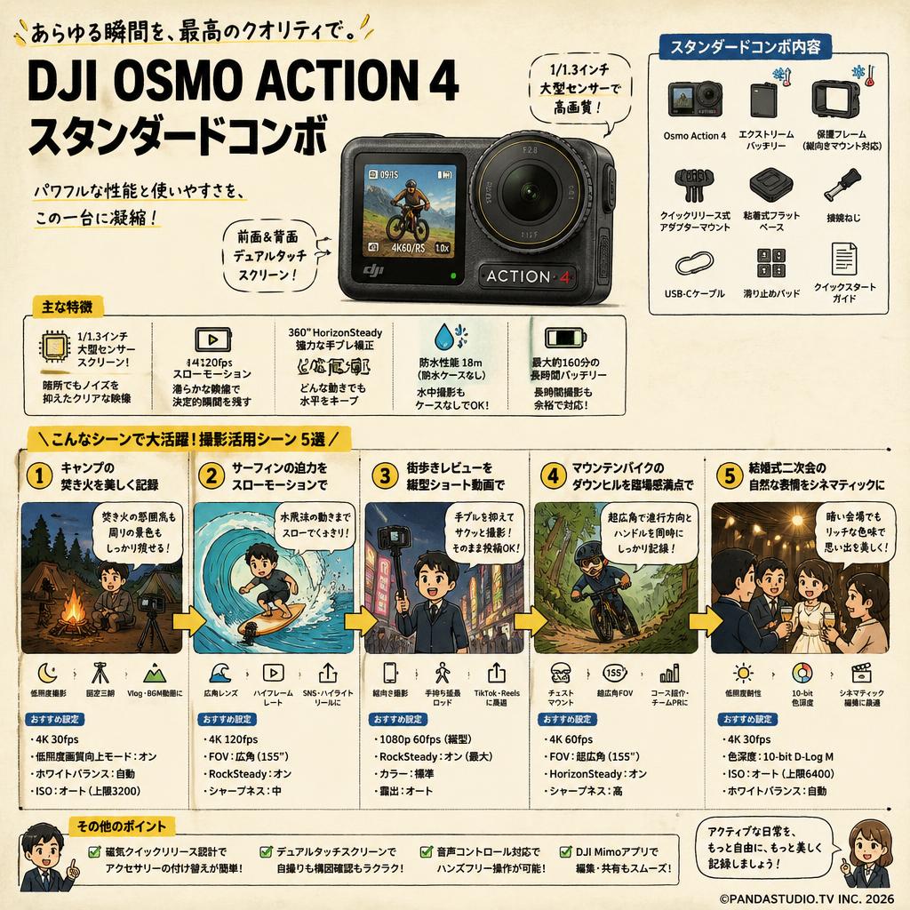 DJI Osmo Action 4 スタンダードコンボ 用途