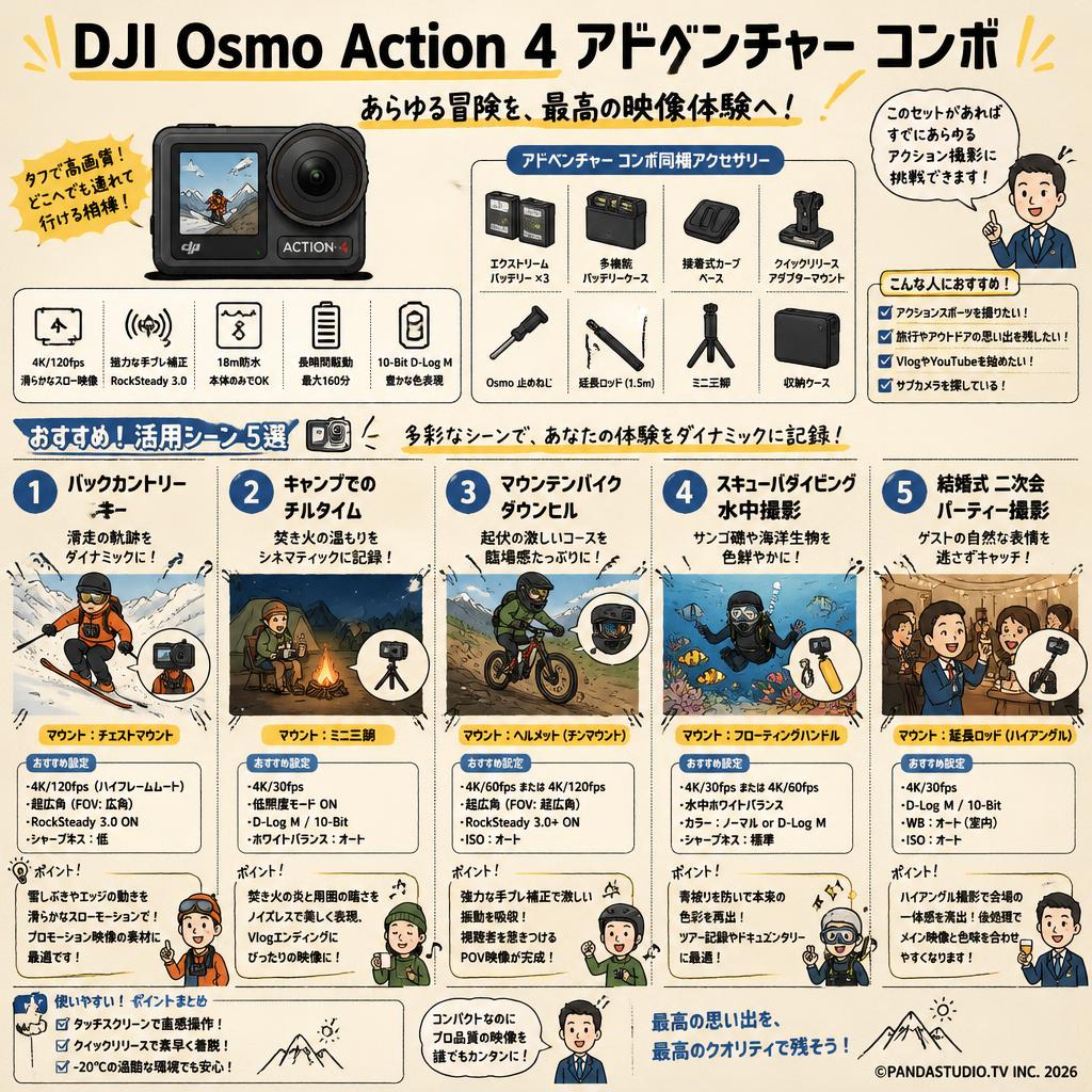 DJI  Osmo Action 4 アドベンチャー コンボ 用途
