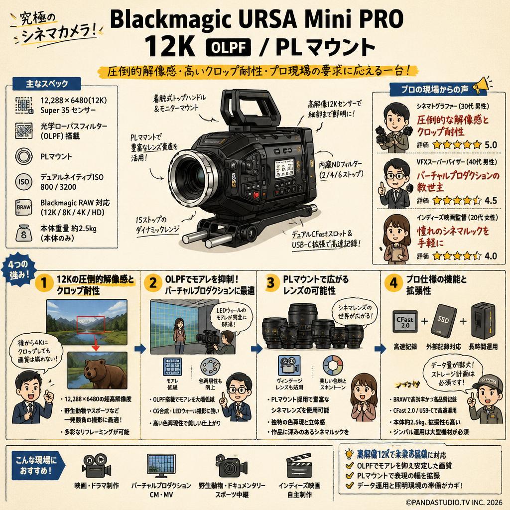 Blackmagic URSA Mini PRO 12K OLPF / PLマウント インターネット上のお客様の声（評判）